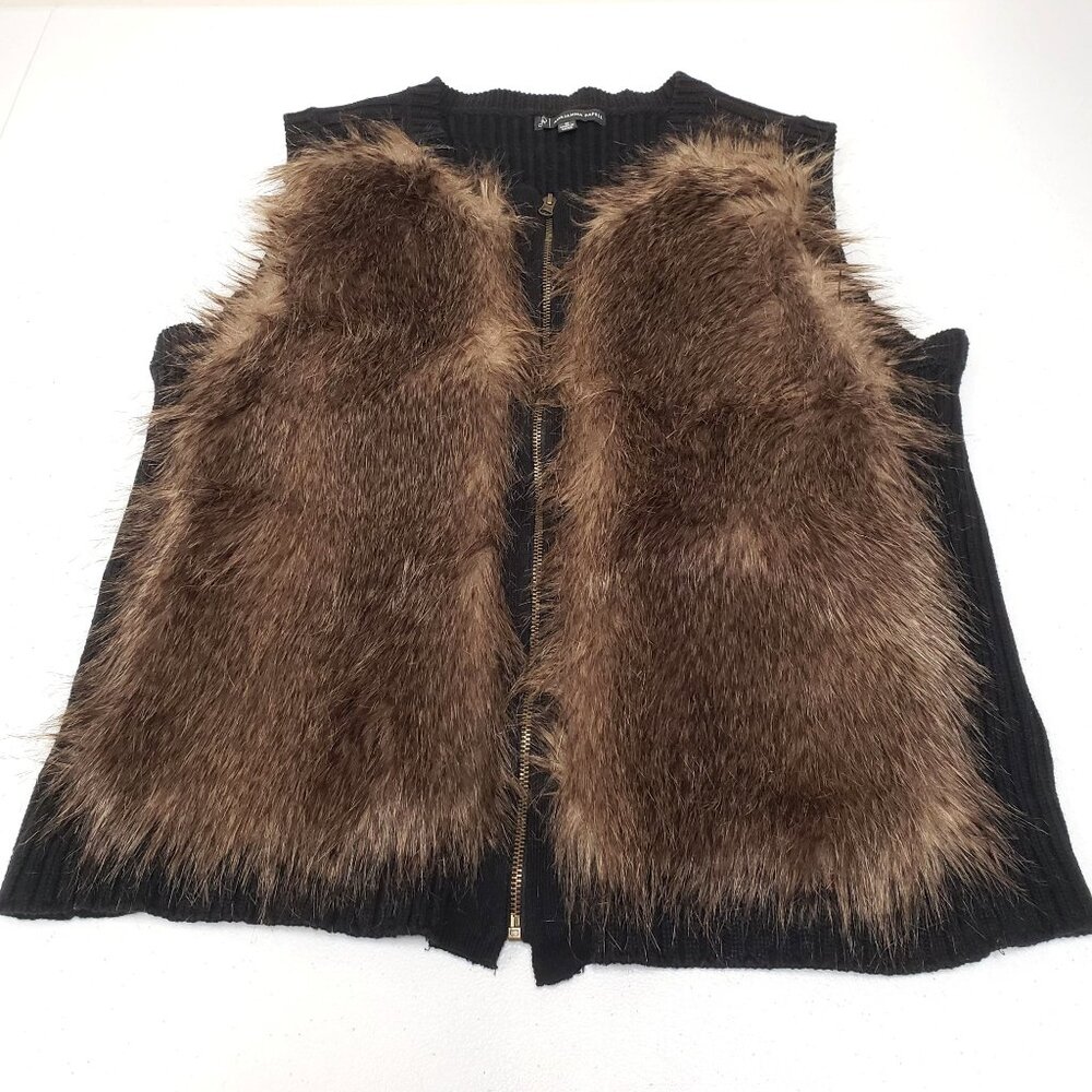 Adrianna Papell Womens Faux Fur Sweater Vest Size Medium - Picture 9 of 9